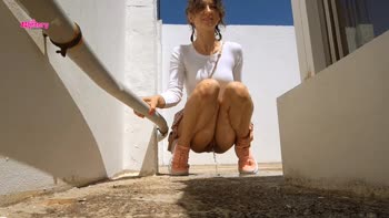 Pee Mystery's College Surprise: Girls Peeing Outdoors