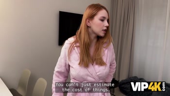 VIP4K. A Redhead Seduced the Debt collector