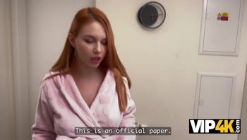 VIP4K. A Redhead Seduced the Debt collector