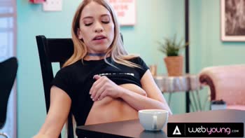 Kiarra Kai and Khloe Kapri Caught in a Steamy Lesbian Coffee Shop Showdown