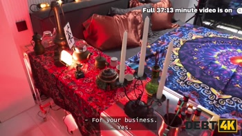 DEBT4k. Young fortune-teller with firm tits and nice ass provided a magical ritual with her pussy