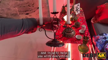 DEBT4k. Young fortune-teller with firm tits and nice ass provided a magical ritual with her pussy