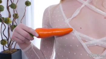 Naughty Easter Bunny Oils Up Carrots And Cock