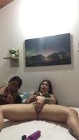 AnysJobs' Sizzling Latina Duo: Clit Teasing & Dildo Sucking