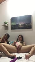AnysJobs' Sizzling Latina Duo: Clit Teasing & Dildo Sucking