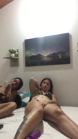 AnysJobs' Sizzling Latina Duo: Clit Teasing & Dildo Sucking