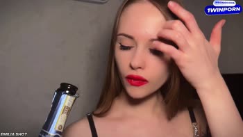 Emilia Shot's Sizzling Step Sis Seduction: Russian Brunette Teases in Lingerie