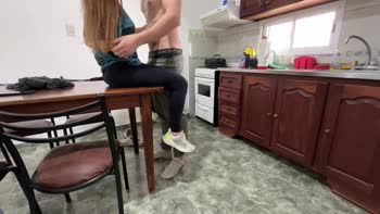 Bull Teddy's Kitchen Delight: Teen (18+) Babe Fucks and Sucks Her Muscular Lover