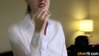 INNOCENT HIGH - Clothed teen (18+) maid jizzed