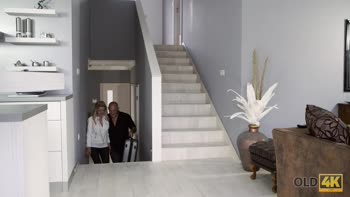 OLD4K. Mature Guy Fucks his Busty Mistress when they Return at Home