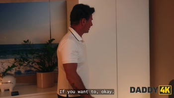DADDY4K. Blonde isn't Ashamed to Fuck her boyfriend's Father Next to him