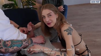 Young Hot Wife Gets Fucked in the Ass by Two Guys with Huge Cocks in Front of Her Cuckold Boy!