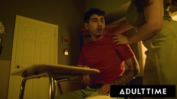 ADULT TIME - 18 y.o Student Fucks His Sex Addict Teacher Sarah Arabic In Detention! BIG NATURAL TITS