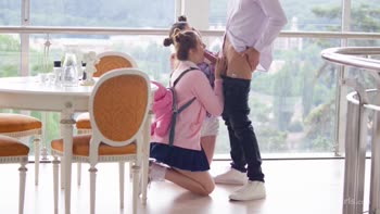 Seduced in the Cafe: Two Russian Teens (18+) Share a Handsome Boy