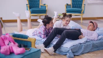 Seduced in the Cafe: Two Russian Teens (18+) Share a Handsome Boy