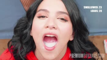Min Galilea Swallows a Century of Cum in Bukkake Bonanza