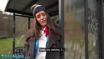 Public Agent - Big tits brunette air hostess Coco Bae POV blowjob hot sex outdoors fast hard fuck