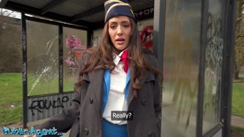Public Agent - Big tits brunette air hostess Coco Bae POV blowjob hot sex outdoors fast hard fuck