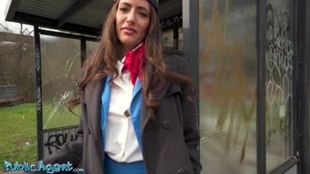 Public Agent - Big tits brunette air hostess Coco Bae POV blowjob hot sex outdoors fast hard fuck