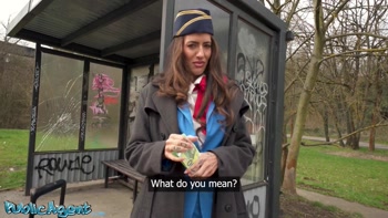 Public Agent - Big tits brunette air hostess Coco Bae POV blowjob hot sex outdoors fast hard fuck