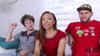 Hussie Auditions: Ebony Teens (18+) Adriana Maya and Jamie Marleigh in Group Sex