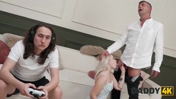 DADDY4K. A Young, Cute Blonde prefers an Older dick