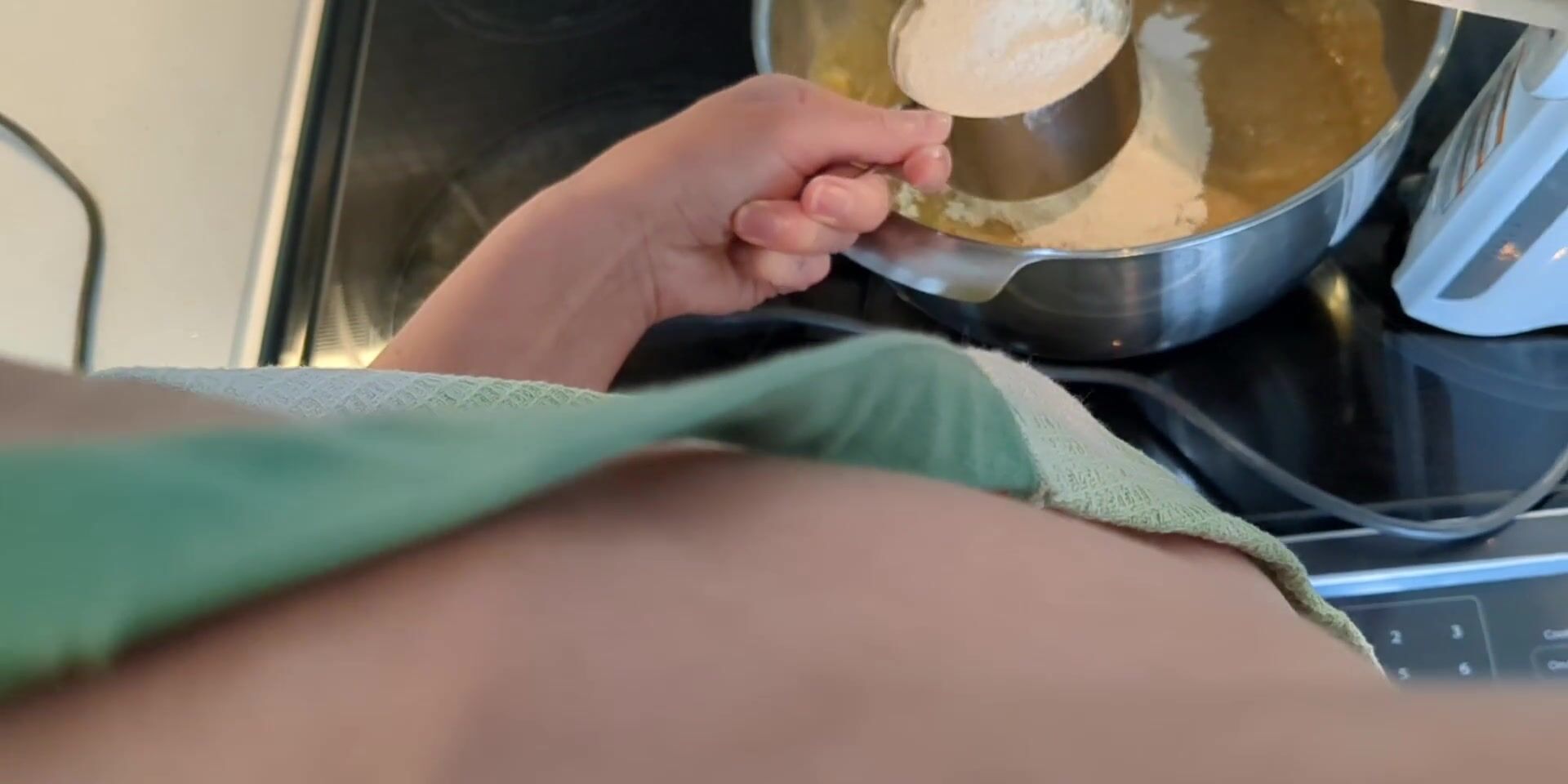 Lazy Afternoon Baking Tease Turns into Bare back Hard Fucking and Deep Creampie