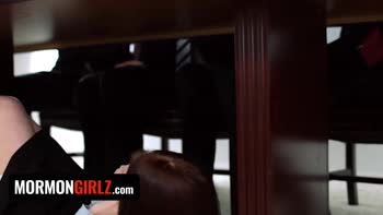 Juicy's Solo Tease: Big Tits Under the Table