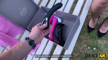 DEBT4k. Debt collector got so horny when he saw hot debtor’s sex toys collection