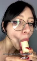 Naomi_WD - Naomi WD's Brunette Delight: Glasses Girl Gives Lucky Banana Blowjob