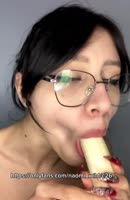 Naomi_WD - Naomi WD's Brunette Delight: Glasses Girl Gives Lucky Banana Blowjob