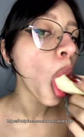 Naomi_WD - Naomi WD's Brunette Delight: Glasses Girl Gives Lucky Banana Blowjob