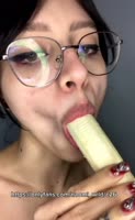 Naomi_WD - Naomi WD's Brunette Delight: Glasses Girl Gives Lucky Banana Blowjob