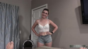 Kat Monroe's Petite Step Daughter Sucks Cock in POV
