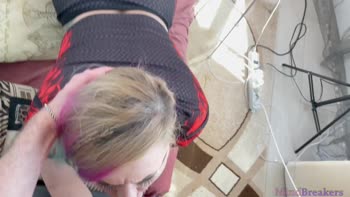 Mind Breakers' Step Sis Seduction: Colored Hair Cutie Devours Cock