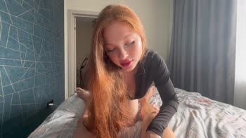 Youngdirtyfox's Red-Haired Russian Tease Sucks Cock in POV