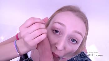 Blonde Braces Beauty: POV Casting Couch Swallow