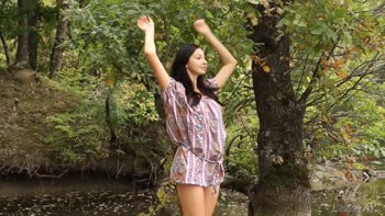 Nature's Seduction: Big-Busted Cutie Spends Solo Time in Woods