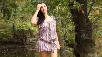 Nature's Seduction: Big-Busted Cutie Spends Solo Time in Woods