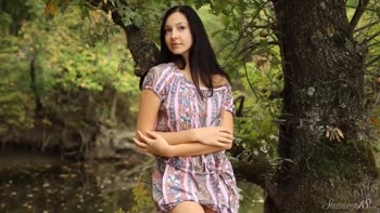 Nature's Seduction: Big-Busted Cutie Spends Solo Time in Woods