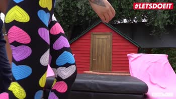 Summer Day & Honey Gold's Outdoor Threesome with Chad White: Big Boobs, Big Dick, Cumshot
