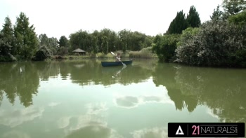 Blonde Beauty Rides Huge Cock by the Water's Edge