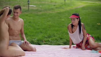 Sofia Like & Kristy Black Sizzling Park Threesome
