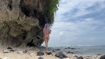 Teen (18+) goddess get naked on the hidden beach