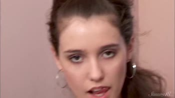 Kellie's Sensual Solo: A Brunette Beauty Teases her Shaved Pussy