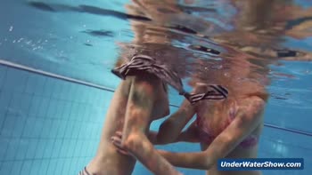Sultry Czech Brunettes Strip and Seduce Underwater