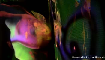 Blacklight tease and BTS with busty Natasha Nice