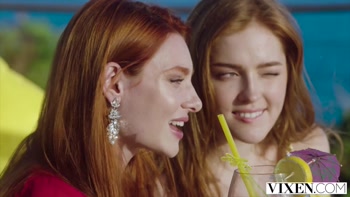 vixen gorgeous redheads seduce bartender while on vacation