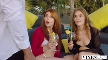 vixen gorgeous redheads seduce bartender while on vacation