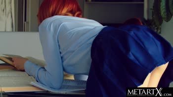 Elin Flame's Sizzling Solo: Nerdy Redhead Teases with High Heels and Mini Skirt